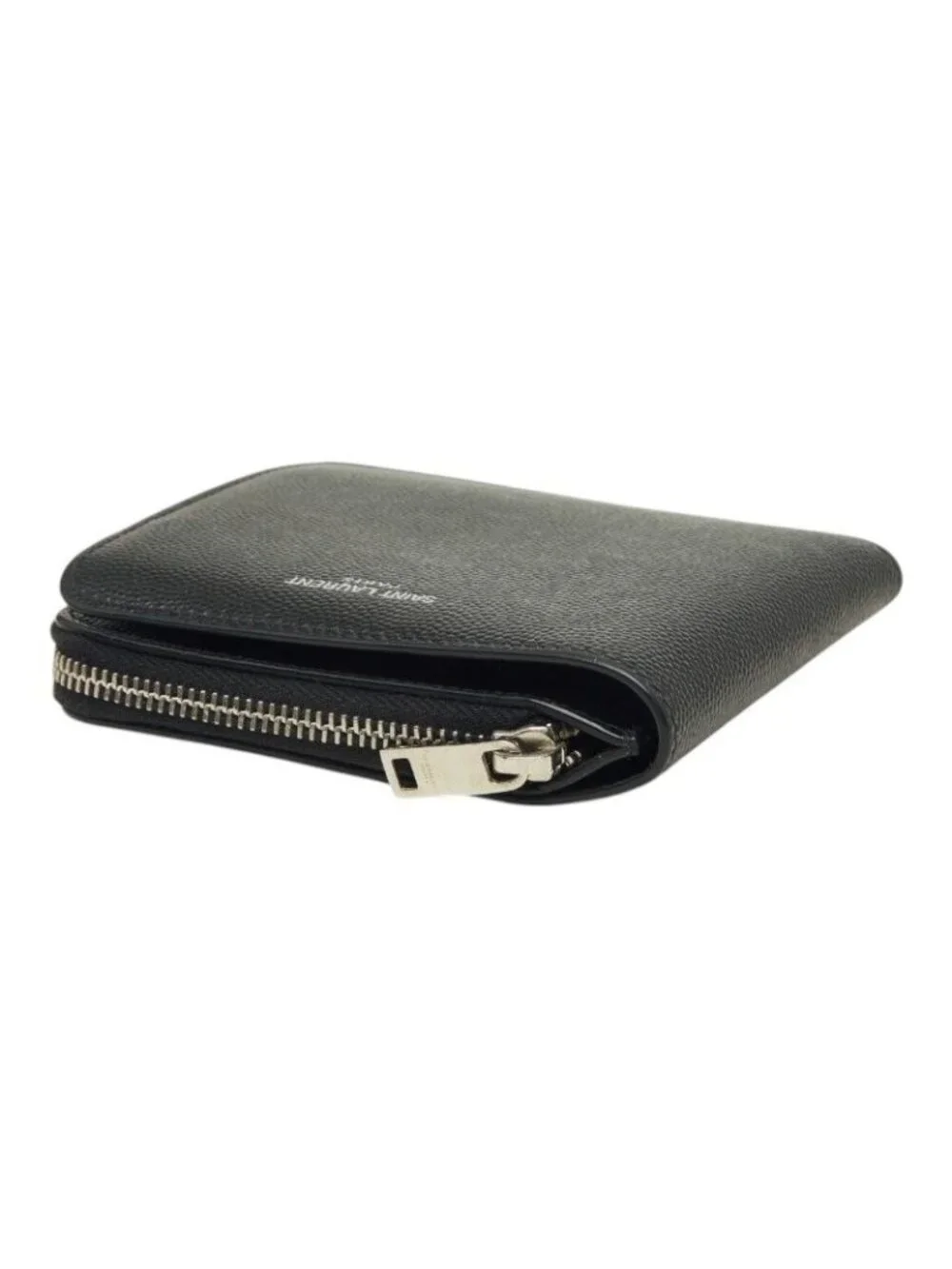 Saint Laurent East West Zip Wallet Bifold Compact Black Leather